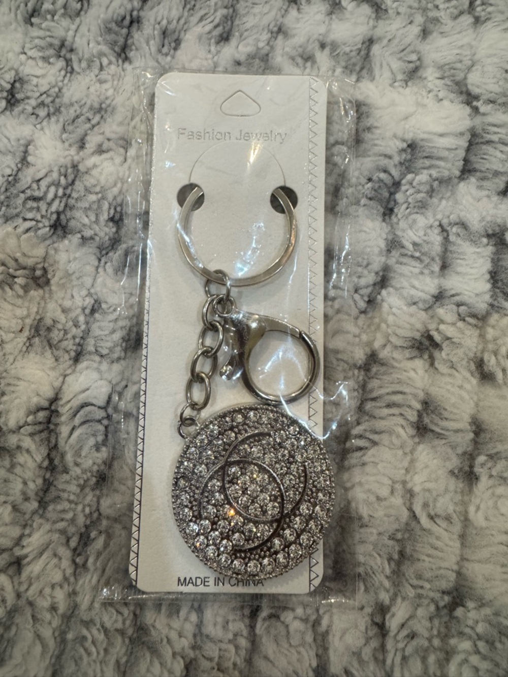 Silver Crystal Disc Keychain - Fashion Jewelry
